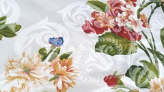 VICTORIAN CHINTZ PRINT FLORAL DAMASK IVORY POLY COTTON FABRIC 60″ By the Yard