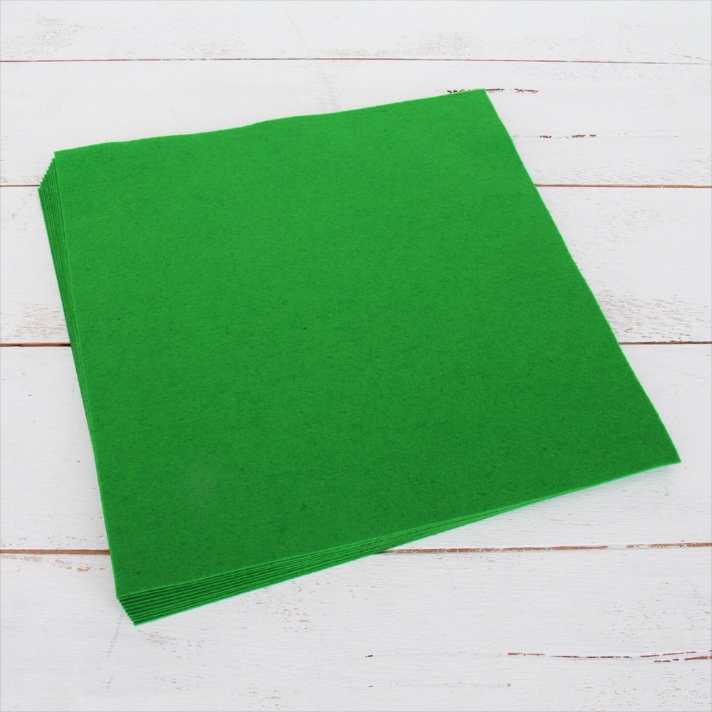Premium Felt Sheets 10 Pack – 12″ x 12″ – Green – Soft Wool-Like 1.2mm