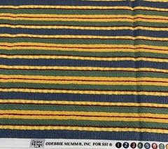 Vtg Striped Fabric Remnant By Debbie Mumm For SSI Green Golden Yellow Blue