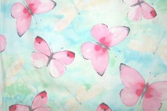 LARGE PINK BUTTERFLIES AND WHITE DRAGONFLIES FROM DARICE – COTTON FABRIC