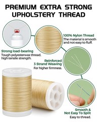 330 Yards FIVEIZERO Extra Strong Upholstery Thread,Cream Bonded Nylon Thread …