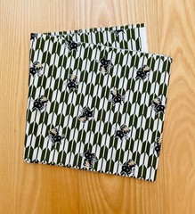 Japanese Cotton Sheeting Fabric Black Cat w/Gold Coin Pattern Green W43″ x L39″