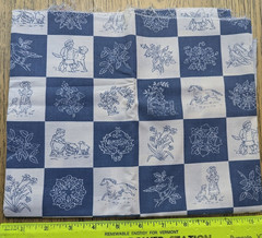 Lot 5 pieces blue juvenile prints 4 FQ’s and 1 half yard, repro 1930’s