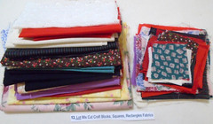 Lot (31 pcs) Mix Cut Craft Blocks, Squares, Rectangles Vintage Fabrics