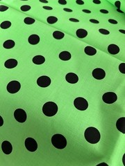 Vtg 1980s 90s Neon Green Black Polka Dot Fabric Medium Size Dot Cotton Quilt 2Y