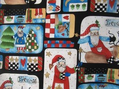 Alma Lynn FOR HI-FASHION FABRICS Santa Squares Metallic Gold VTG 19978 1YX43
