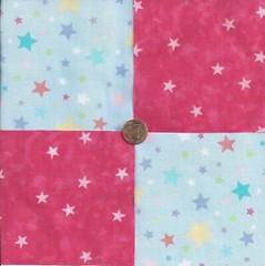 Colorful Stars White Stars Pink 100% Cotton Fabric Quilt Square Blocks kit EU