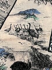 Vtg Marcus Brothers Textiles Fabric African Map Toile Themed On Pink 108” X 44”