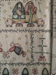 REMNANT Peace Creek Collection Quilt Fabric Primitive Angels Nativity 12″x23″