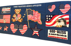VINTAGE FABRIC TRADITIONS AMERICA APPLIQUES USA FLAG BANNER QUILT 17.5″x 45″