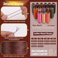 KAQRHFT 0.55 mm Round Waxed Thread, 14 Colors 76 0.55mm 70m, Classic Color B