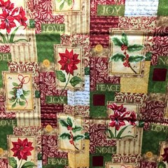 Holiday Christmas’ Tis the Season’ Florals Scrip cotton fabric BTHY 18″ x 42″