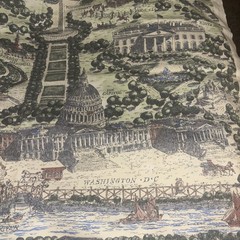 Vtg HTF MONTICELLO DC Toile Bloomcraft Arvale Rogers Upholstery Fabric 57”x28”