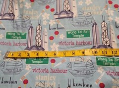 1-2/3 Yds CITY SIGNATURE M’Liss Cotton Fabric HONG KONG Victoria Harbour Blue