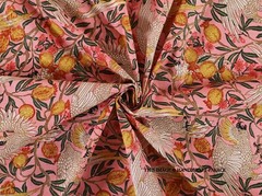 Indian 5 Yard Fabric Cotton Dress Material Crane Swans Print Quilting Sewing Art