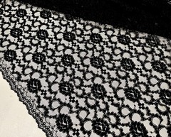 BLACK Corded Embroidery Lace Fabric 50” Width 1 Yard
