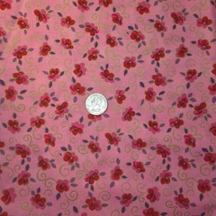 Marcus Brothers Metallic Florals on Pink Cotton Fabric by the HALF YARD