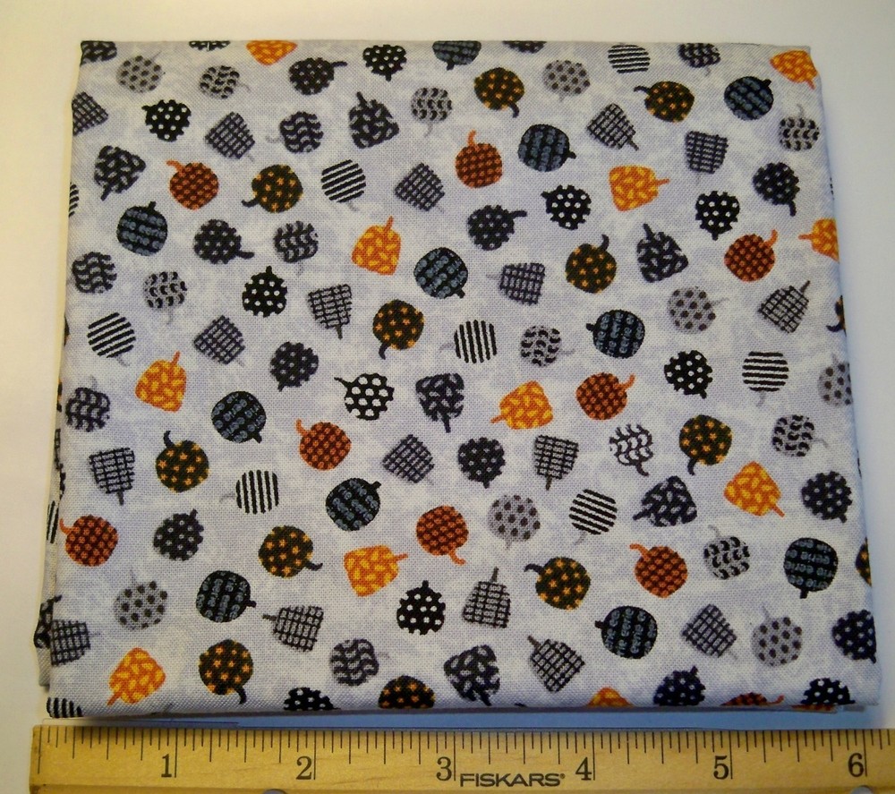 Henry Glass Midnight Magic Halloween Pumpkins Spooky on Gray Cotton Fat Quarter
