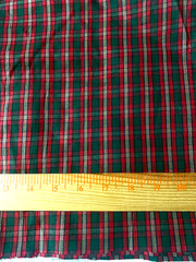 Lot of 3 woven cotton plaid remnants/green & red plaid checks(see listing )