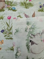 Hobby Lobby Fabric Rabbits Floral Cotton 114×44 Easter Theme Bunny Sewing