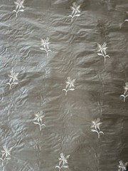 Floral Embroidered Dupioni Silk Fabric BTY Metallic Mocha W54”