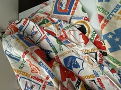 Vintage Fabric – Football Team Logo Character Twin Sheet Set Craft Quilt Sew