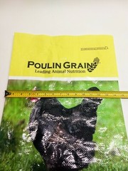 Empty Chicken Feed Woven Plastic Bag Sack Poulin Grain Crafts Art Repurpose