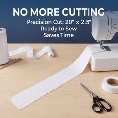 Cotton Roll Quilting Fabric, 40 Pcs White Pre-Cut Strips 2.5 x 20 Inches