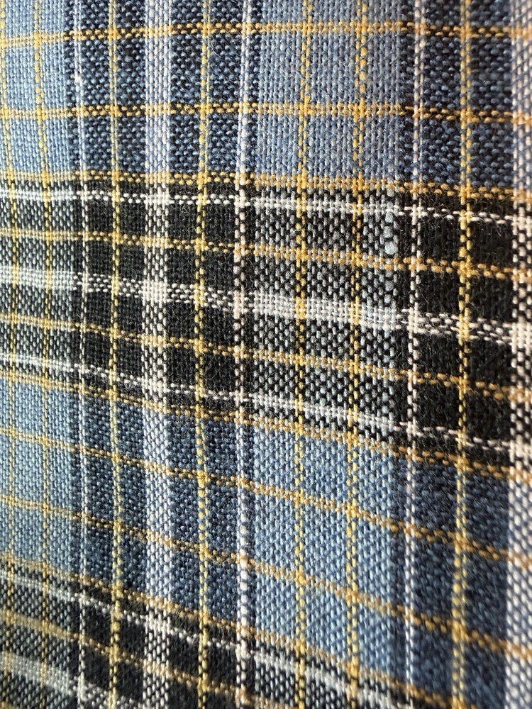 2.1 Yards Of Blue Plaid Cotton Fabric (205) Sold By The Yard