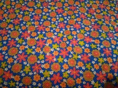 Red White Orange Yellow Floral Feed Sack Type Fabric 45″ X 36″