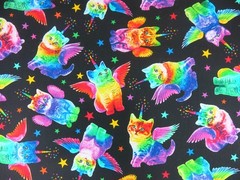 Timeless Treasures Rainbow Unicorn Winged Cats cotton fabric, #CAT-C7198, BTY