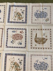 Veg Joan Kessler Concord Fabrics Cotton Panel Cream Floral Animals 44”x43”