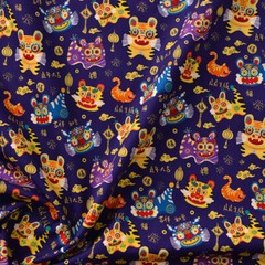 Cartoon Tiger Fabric Animal Pattern DIY Chinese New Year Cloth Sewing By Meter