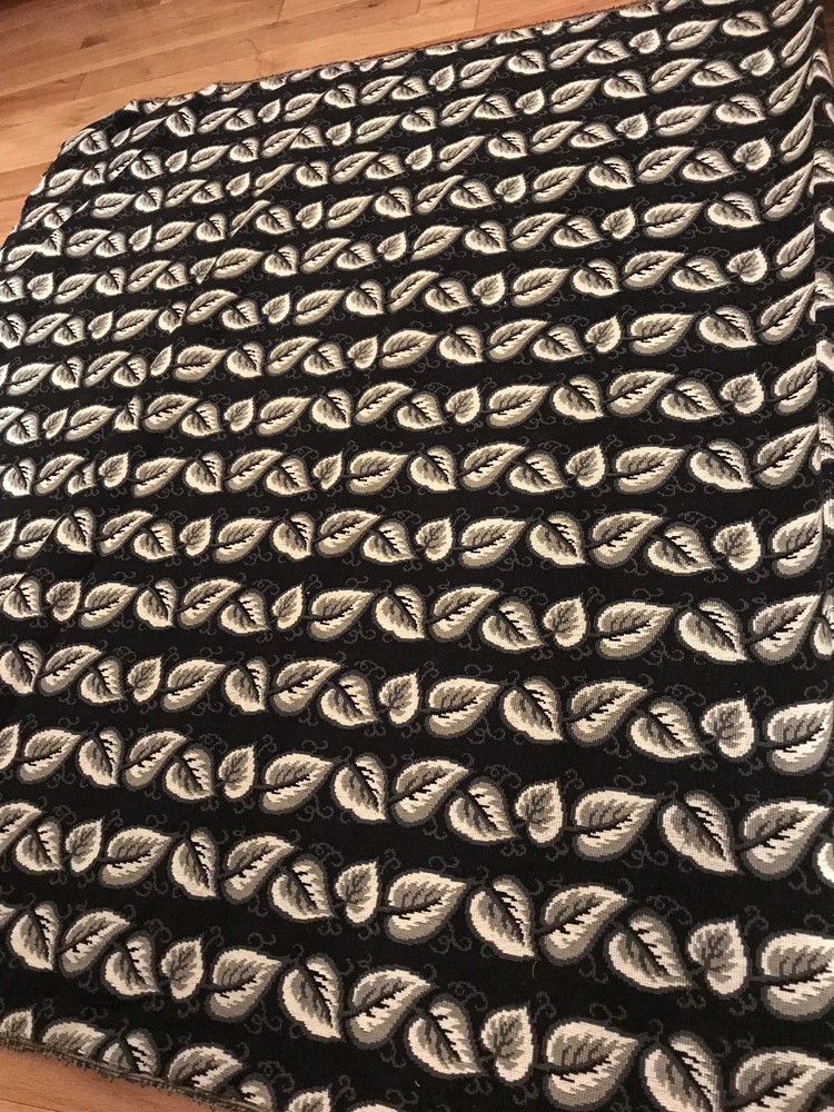 Tapestry Style Upholstery Material 1yd15inches /52” Wide Grey/Black Leaves New