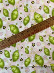 Fabric -OOP Stitched Garden Green Babies In Pea Pods Heather Rosa Camelot 36×44”