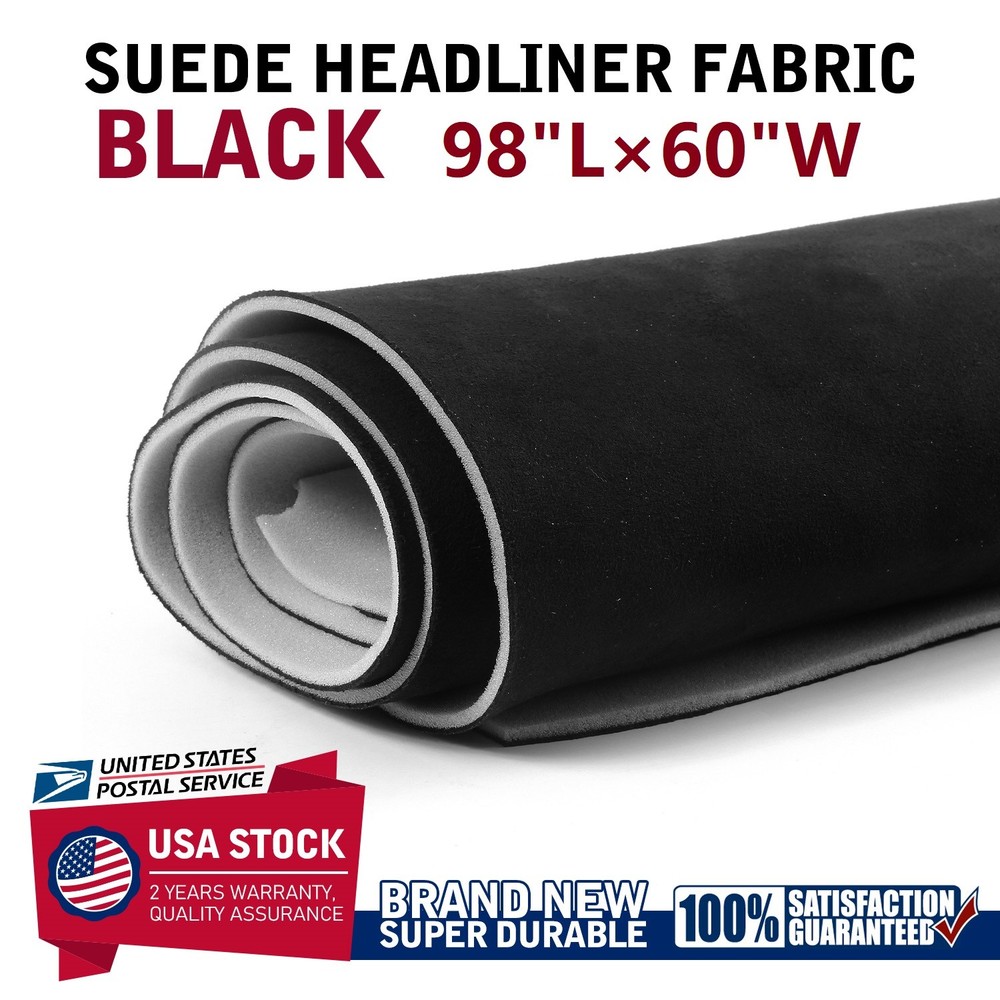Black Suede Headliner Fabric Material 96″x60″ Car Interior Roof Liner Upholstery