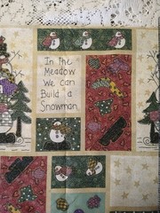 REMNANT Snowy Meadow Whole Country Caboodle Cotton Fabric Snowman Squares 12×22″