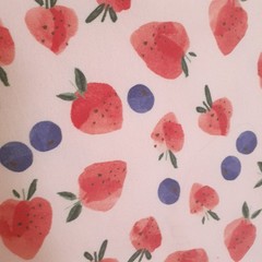 Joann Strawberry and Blueberry Jersey Fabric Pink Red Blue 56″ Wide 2 1/3 yards