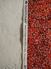 Dark Red-Orange Berries Floral Vine Branches JoAnn Fabric 17×43 Buttercream