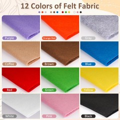 XSEINO 12 Rolls 8″x35″(20.5x90cm) 1.4mm Thick Soft Felt Fabric Sheet 12 Assorted