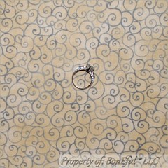 BonEful Fabric FQ Cotton Quilt VTG Brown Calico Natural Silver Gray Swirl Scroll