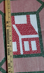 Cheater Quilt Fabric Remnant 46×62″ wide Calico House Print Light Red