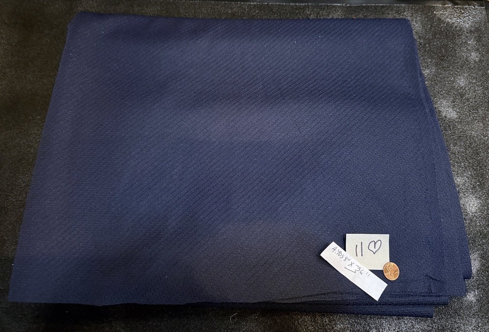 Vintage – 100% WOOL Fabric: DARK NAVY BLUE – Solid – NOS – 4 Yards 8” x 36”