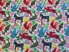 5150. David Textiles FOLK ART ANIMALS Quilting COTTON FABRIC – 42″ x 2 yds.