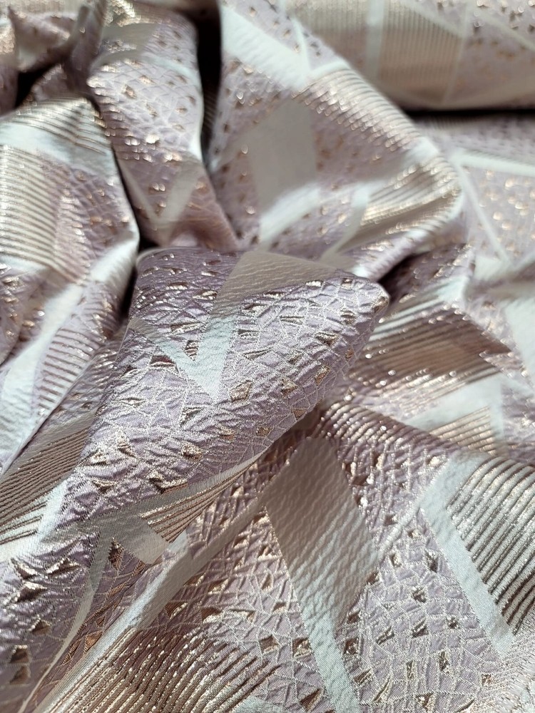 PINK ROSE GOLD Triangle Brocade Fabric Sold By The Yard Textured Metallic Fabric