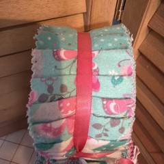 Two Cotto Flannel Pink And Light Green Jelly Rolls 2.5 X 42” 20 Strip Rolls