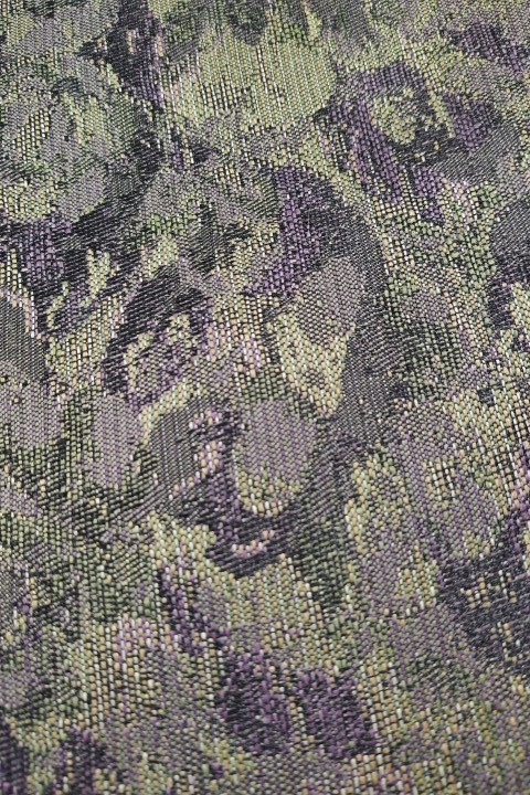 Green Purple Floral Jacquard Damask Fabric Elegant Remnant 57″ Wide x 37″
