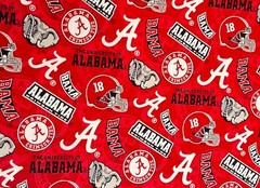 Cotton University of Alabama Crimson Tide Red College Team Fabric Print AL1178