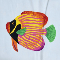 VTG VIP Cranston Tropical Aquarium Fish Bright On White Cotton Fabric 2 YD x 45″