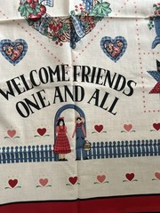 Welcome Friends All Seasons, Blanket panel or Wall Hanging Fabric Panel